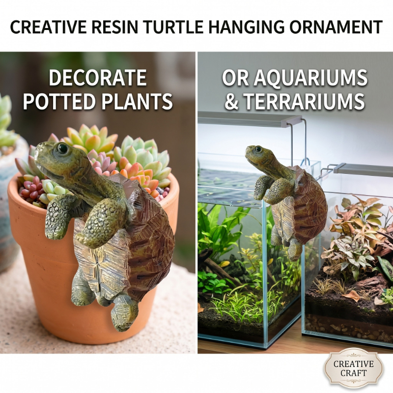 Aquarium Planting - Fishing Turtle Hanging Turtle Figurine for