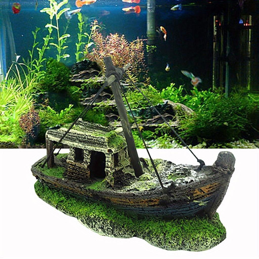 Aquarium Plant Live - Aquarium Fish Tank Landscape Wreck Ship