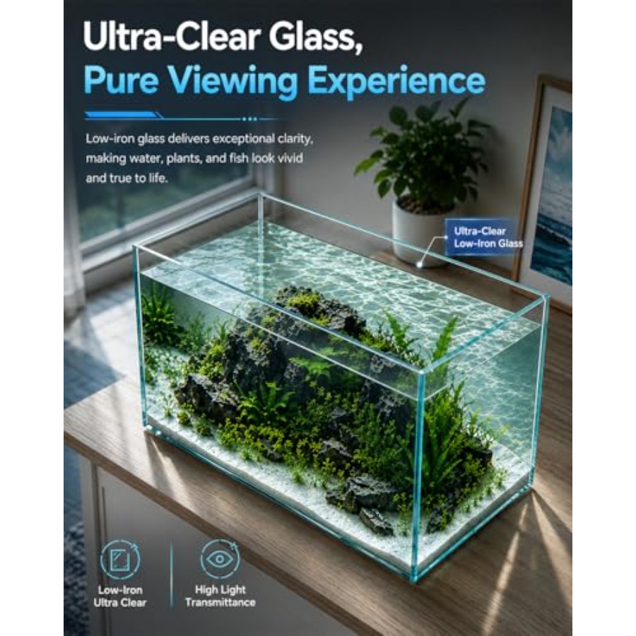 10 Gallon Glass Fish Tank Open - Planted Aquarium Betta avis et prix