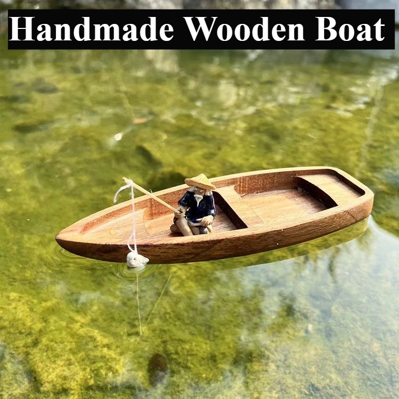 Handmade Wooden Boat Mini Floa - Aquarium Plant Live avis et prix