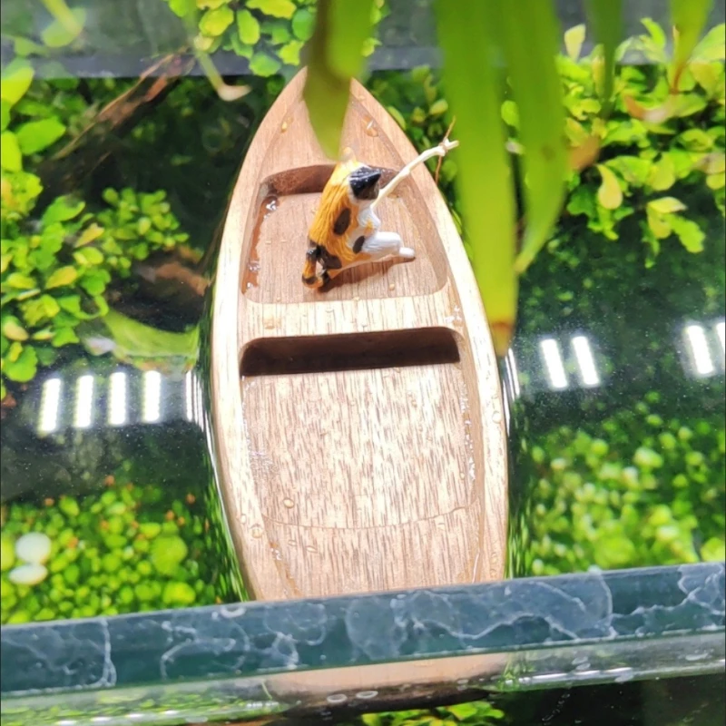 Handmade Wooden Boat Mini Floa - Aquarium Plant Live avis et prix