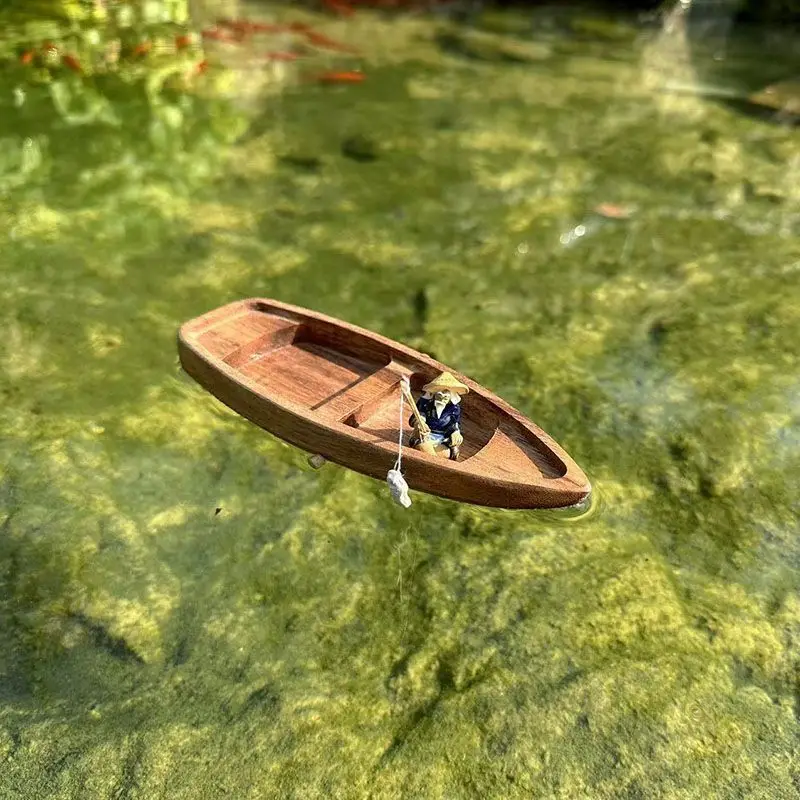 Handmade Wooden Boat Mini Floa - Aquarium Plant Live avis et prix