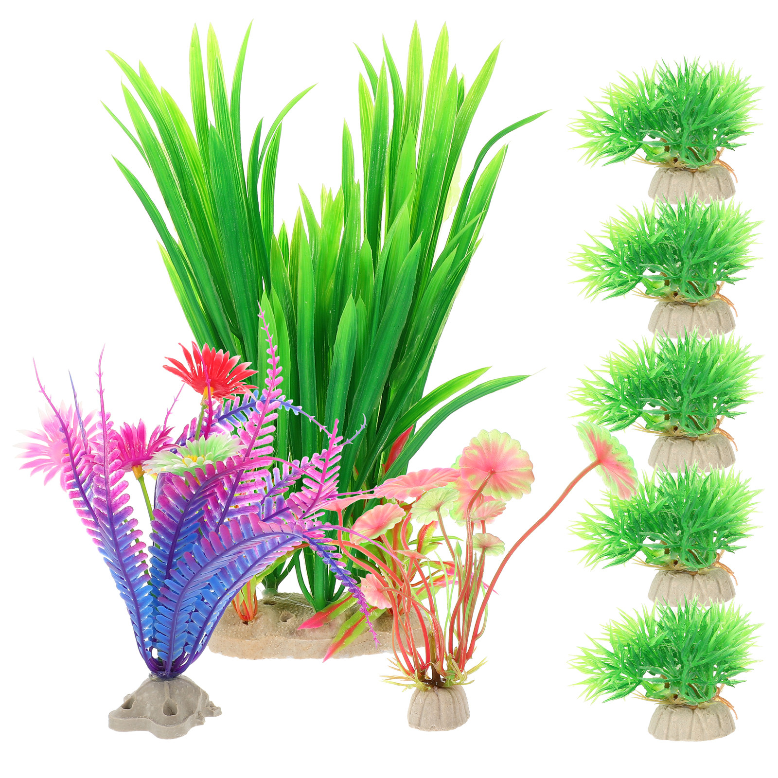 8Pcs Lifelike Plastic Aquatic  - Aquarium Planted Tank Setup avis et prix