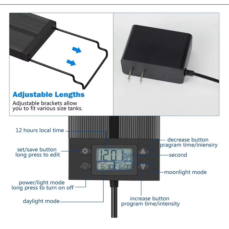 LED Aquarium Light 45cm 24W wi - Planted Aquarium Hours avis et prix